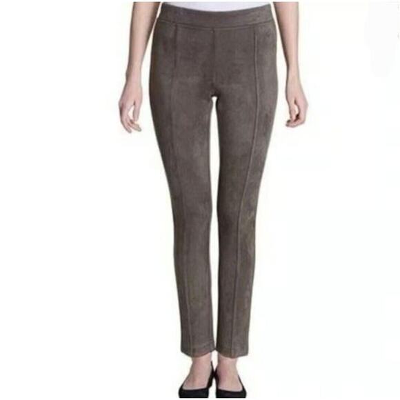 Andrew Marc Faux Suede Pants Trousers Leggings Women's Sz XL Brown Comfy oho - Picture 1 of 13